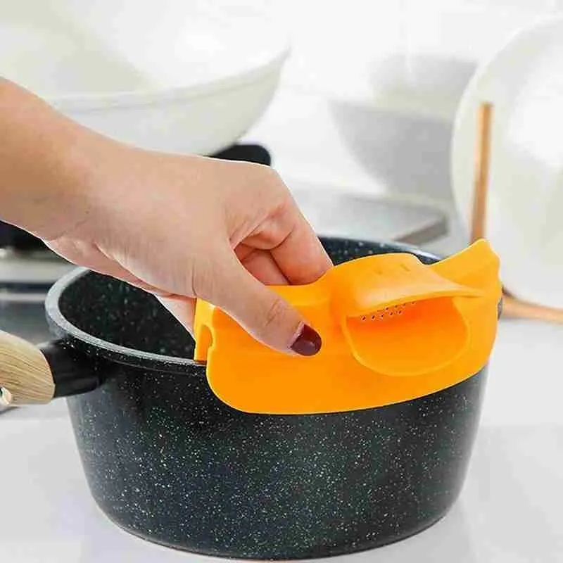 Silicone Anti-spill Duckbill Drain Pans Leak-proof Pot With Round Mouth Edge Liquid Deflector Funnel Soup Diversion Kitchen Tool