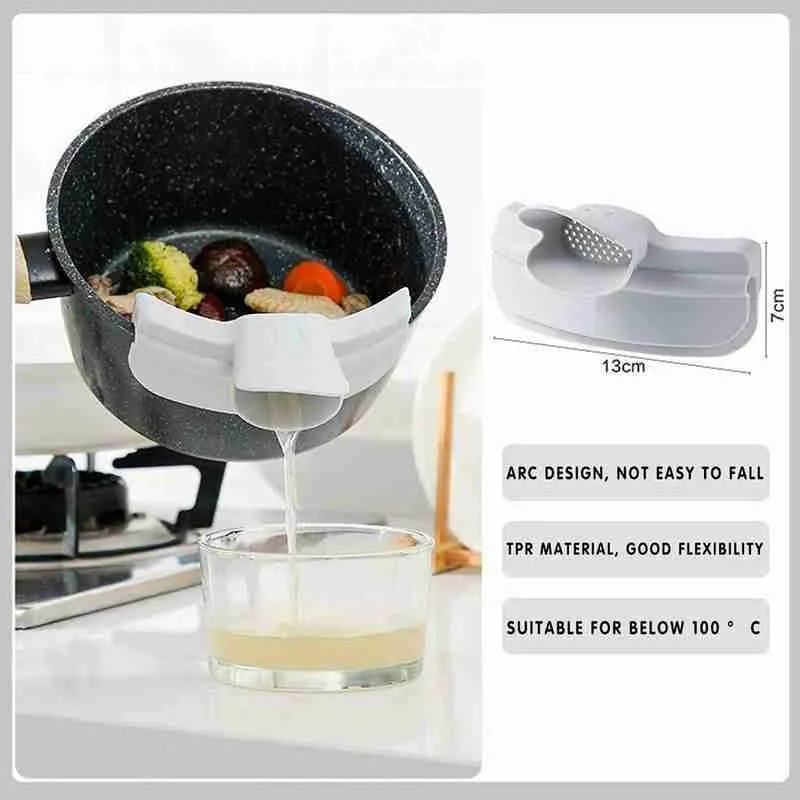 Silicone Anti-spill Duckbill Drain Pans Leak-proof Pot With Round Mouth Edge Liquid Deflector Funnel Soup Diversion Kitchen Tool