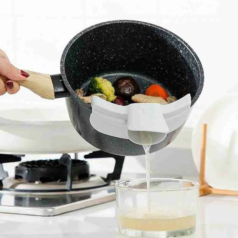 Silicone Anti-spill Duckbill Drain Pans Leak-proof Pot With Round Mouth Edge Liquid Deflector Funnel Soup Diversion Kitchen Tool